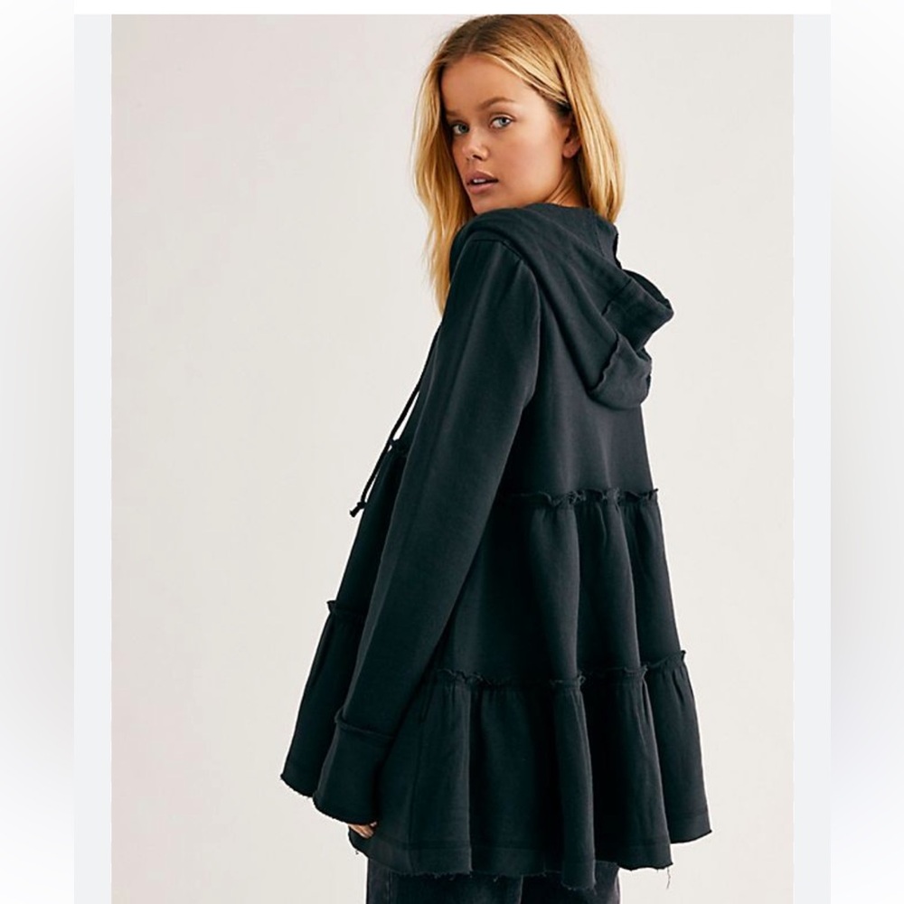 Free people Tiered Trapeze Zip-Up Hoodie